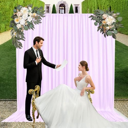 10ft x 10ft Light Purple Backdrop Curtains for Parties, Fabric Satin Background Curtain with Rod Pockets for Weddings, Birthday, Baby Shower, Photography, Graduation Party Backdrop Drapes, 2 Panels - color: Light Purple
