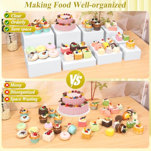 9 PCS White Buffet Risers and Stands | Food Display Risers for Buffet Table | Acrylic Stands with Signs and Markers | Cube Boxes for party, birthday, wedding, Catering, Collection | Size 10’’-9’’-8’’-7’’-6’’-5’’