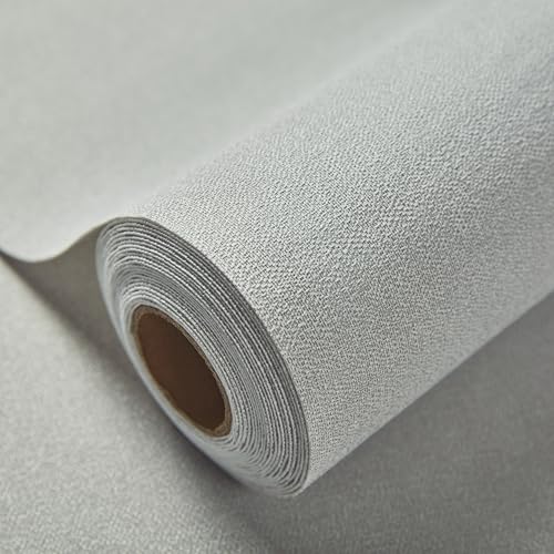 Fabric Grasscloth Texture Self-Adhesive Wallpaper Linen Peel and Stick Wallpaper Easy to Apply Removable Easy to Clean for Bedroom Livingroom Cabinet 16.5inx236.2in -Gray - color: Gray