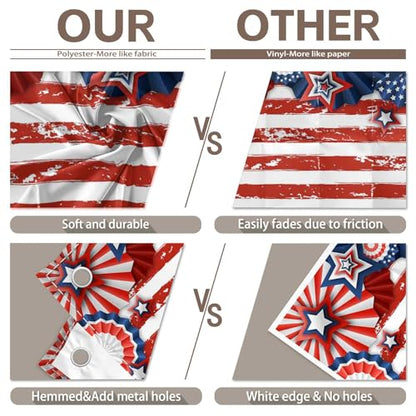 8x6ft American Flag 4th of July Photography Backdrop USA Patriotic Independence Day Background Veterans Memorial National Day Decoration Party Banner Photo Booth - size: 8'x6'