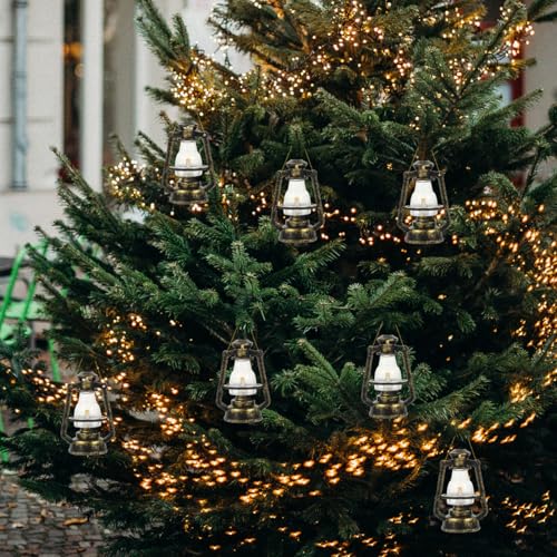 NOLITOY 40Pcs Miniature Kerosene Lamp Ornaments: Christmas Hanging Lantern Ornaments for Xmas Tree Rustic Farmhouse Decor