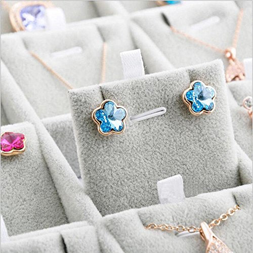 Oirlv Velvet Jewelry Tray 24 Grid liner Pendant Earrings Organizer Storage Trays Showcase Display Jewelry Holder - size: 24 Grid Pendant Tray