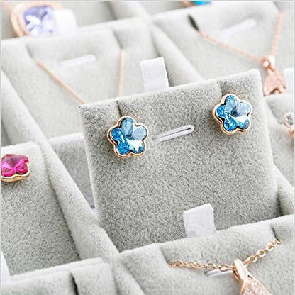 Oirlv Velvet Jewelry Tray 24 Grid liner Pendant Earrings Organizer Storage Trays Showcase Display Jewelry Holder - size: 24 Grid Pendant Tray