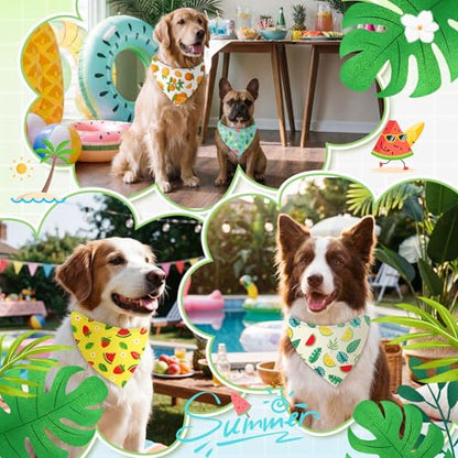 Abbylike 100 Pieces Summer Themed Dog Bandanas Bulk Hawaiian Dog Bandanas for Pets Triangle Kerchief Scarf Bibs Set for Summer Pets Dogs Party Costume Accessories, 25 Styles (25.6 x 17.7 x 17.7) - size: 25.6 X 17.7 X 17.7 Inch, style: Summer