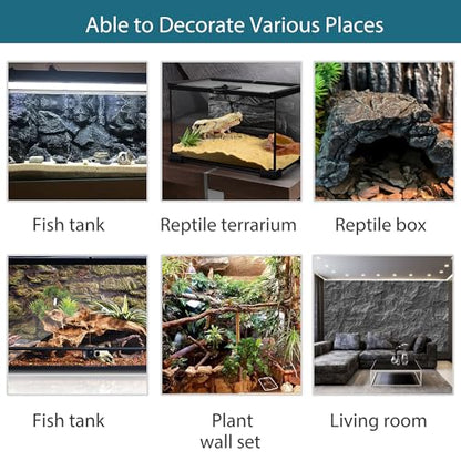 4pcs Rock Terrarium Background,3D Reptile Tank Background Board,Amphibian Stereo Backdrop Wall,Lizard Snake Gecko Spider Chameleon Turtle Fish pet silo Background Decorative Panel - color: Blue 4P