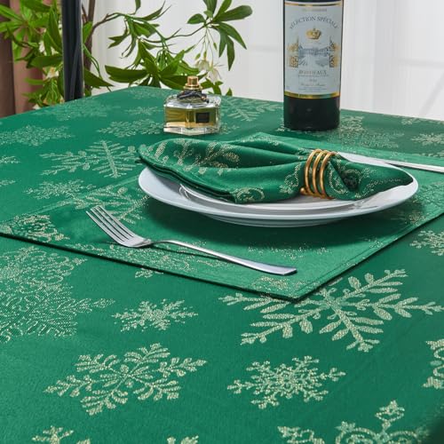 Cloth Napkins Set of 8–Square Jacquard Sparkling Metallic Snowflake Fabric Polyester Washable Reusable Cloth Napkins for Kitchen Dinner Dining Restaurant Wedding Table(Hunter Gold/17x17 Inch) - color: Hunter Gold