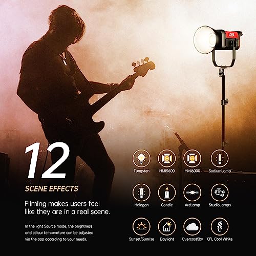 GVM Photography Lighting 300W Bi-Color Studio Lights with 45°Standard Reflector 65700Lux@1m CCT 2700~6800K 12Lighting Scenes App Control LED Video Light - color: video light