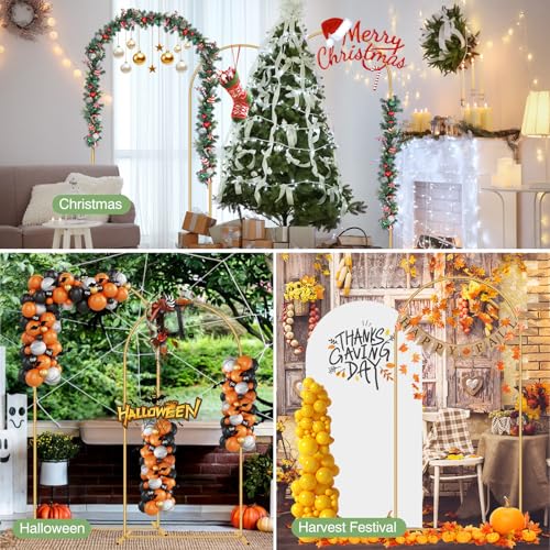 Metal Arch Backdrop Stand 7.2FT+6FT Wedding Arch Backdrop Stand Set of 2 Gold Arch Backdrop Stand for Valentines Day Party Wedding Ceremony Baby Shower Birthday Floral Balloon Decration - size: 6ft + 7.2ft Stand Set