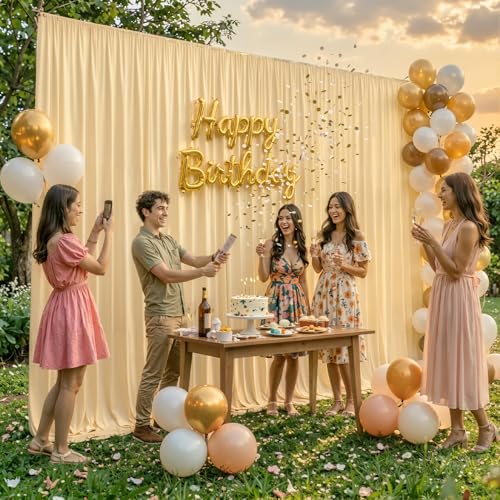 20x10ft Champagne Backdrop Curtain Panels for Parties - Wrinkle Free Polyester Photo Curtain Backdrop Wedding Back Drop Fabric Drapes for Party Decorations Background for Photography - color: Champagne, size: W5' x H10'(4 panels)