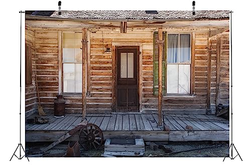 BELECO 20x10ft Fabric Rustic Wooden House Backdrop Western Farmhouse Vintage Cabin Wild West Town Old Building Background Countryside Cowboys Party Decorations Photography Studio Booth Props - size: 20x10FT