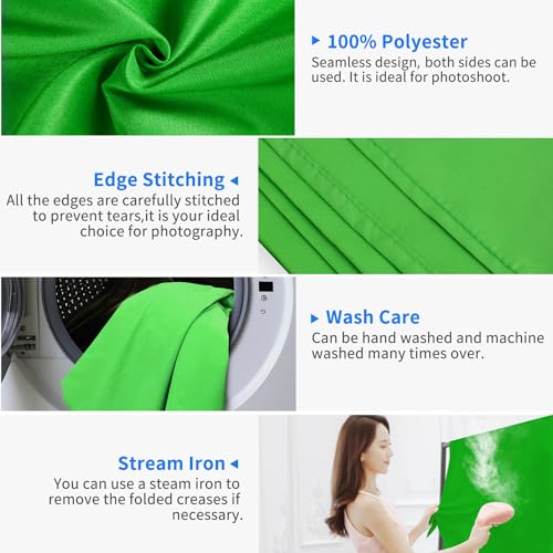 HEMMOTOP Green Screen Backdrop, 10 x 20 ft Chromakey Greenscreen Background, Large Seamless Green Backdrop Background Cloth, for Photography, Zoom, Live Streaming (Backdrop only) - color: Green, size: 10x20ft