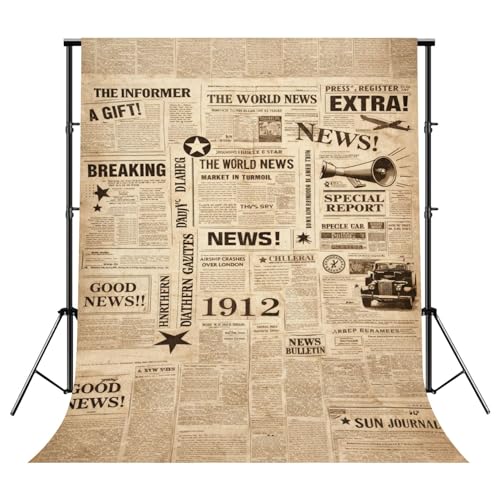 Photography Newspaper Backdrop Photography Background Vintage Newspaper Collage Sepia Typography Retro Headlines for Photoshoot Portrait Photo Studio Video Prop Birthday Party Booth Decor 10x8ft - color: Color7