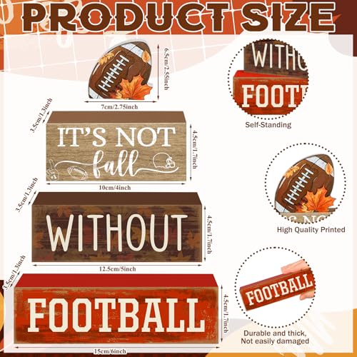Yuntau 4 Pcs Football Fall Table Decorations Football Tiered Tray Decor Spring Wooden Sign Soccer It's Not Fall Without Centerpiece Decorative Faux Book Block Sign for Coffee Table Mantel Shelf - style: Football Fall
