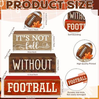 Yuntau 4 Pcs Football Fall Table Decorations Football Tiered Tray Decor Spring Wooden Sign Soccer It's Not Fall Without Centerpiece Decorative Faux Book Block Sign for Coffee Table Mantel Shelf - style: Football Fall