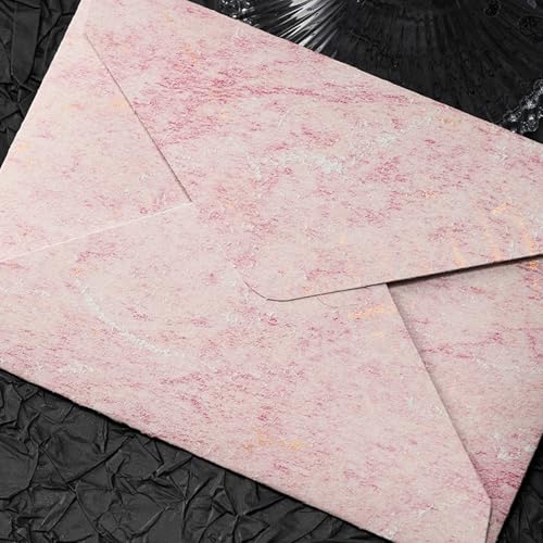 48 Pcs Stationery Set with Envelopes (24 White Kraft Paper Sheets +12 Marble Texture Envelopes+12+Wax Seal Stickers), Premium Stationery Letter Writing Paper Set for Party Invitations (Pink) - color: Pink
