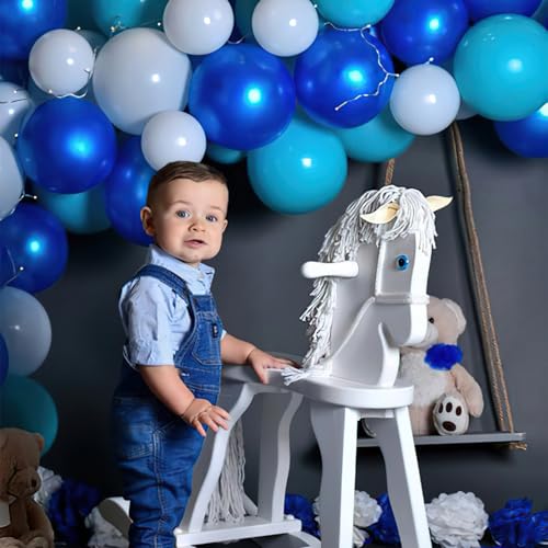 PartyWoo Pearl Blue Balloons 140pcs Different Sizes of 18 12 10 5 Inch Sky Blue Latex Helium Balloon Arch Kit Garland for Graduation Baby Shower Gender Reveal Birthday Party Decorations Blue-Z23 - color: Blue-z23