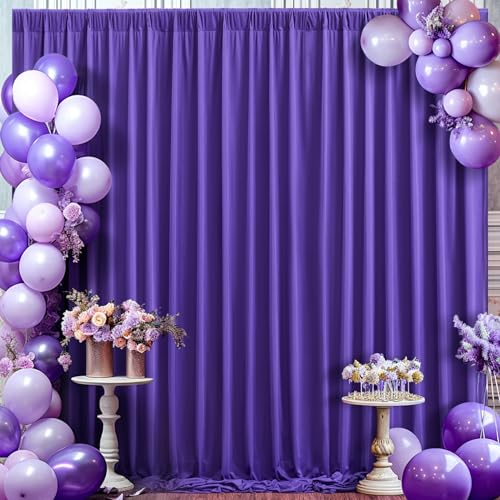 8x10FT Dark Purple Backdrop Curtains for Wedding Parties, Wrinkle Free Polyester Photography Backdrop Drapes for Wedding Baby Shower Birthday Parties Stage Background Stand Decorations 4x10ft,2 Panels - color: Purple, size: W4' X H10'(2 Panels)
