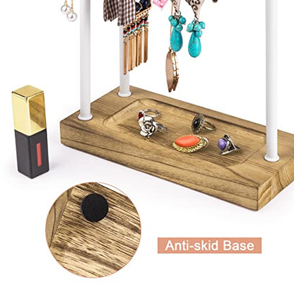 SRIWATANA Jewelry Organizer Display Extra Tall Necklace Holder 3 Tier Jewelry Tree Stand, Gift Idea (Carbonized Black & White) - color: carbonized black and white