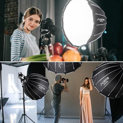 JYJZPB 35.4"/90cm Parabolic Softbox 16 Umbrella Bones with Diffusers/Honeycomb Grid/Bag Quick Release Softbox Bowens Mount Compatible for Professional Photography Studio Speedlight, COB Lights
