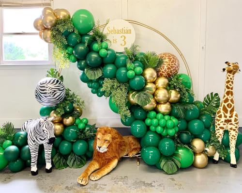 Emerald Green Double Stuffed balloons Different Size 115Pcs 5/10/12/18 Inch Dark Green Balloons Balloon Garland Arch kit for Birthday Baby Shower Jungle Safari Christmas Party - color: Emerald Green