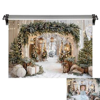 Kate 7x5ft/2.2x1.5m Christmas Backdrop for Photography Arch Snowy Tree Outdoor Photoshoot Background Winter Photo Video Studio Props
