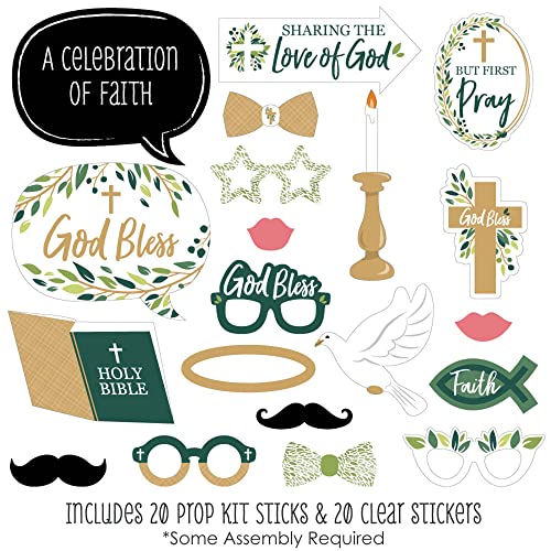 Big Dot of Happiness Elegant Cross - Religious Party Photo Booth Props Kit - 20 Count
