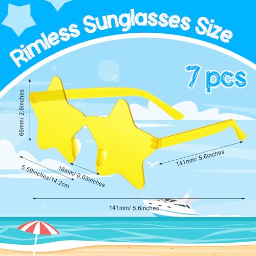 PLULON 30 Pairs Star Sunglasses Rimless Star Shape Sunglasses, Glasses Bulk Bachelorette Party Favors for Birthday Beach Kids Adult - color: Light Yellow