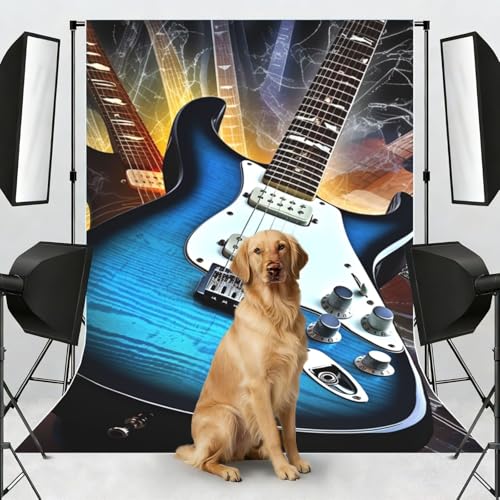 Magic Electric Guitar Music Backdrop Background for Photography 5x7ft Photobooth Professional Photo Backdrop Curtains Video Photography Studio Photo Backgrounds Banner Booth Background Screen Parties - color: Magic Electric Guitar Music