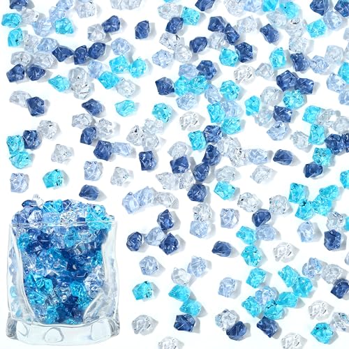LAIDANLA 500PCS Mix Blue Acrylic Gems Vase Fillers Fake Ice Crushed Rock Crystals Faux Diamond for Table Scatters Party Centerpieces Wedding Accessories Aquarium Fish Tank Decor - color: Mixed Blue