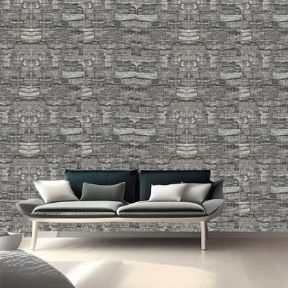 3D Wall Panels Peel and Stick in Black Grey, 40 PCS XPE Foam 3D Wallpaper, Faux Brick Wall Panels for Bedroom, Stairs, Kitchen - color: Black Rock, size: 40PCS