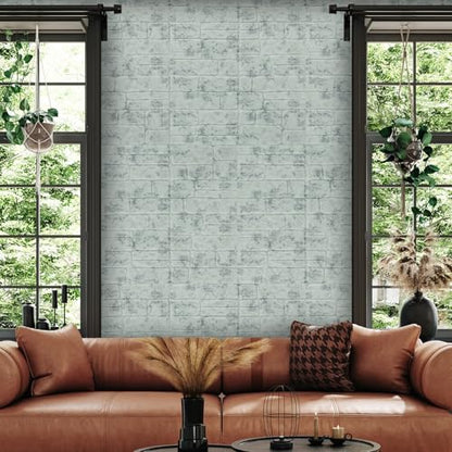 YU LI 3DH 3D Wall Panels Peel and Stick Faux Stone Wall Panel Blue 20-Pack Faux Brick Self-Adhesive Wallpaper 3D Foam Brick Wallpaper - color: Blue, size: 20PCS