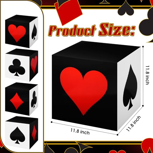 Zhanmai 12 Pcs Casino Party Decorations Las Vegas Game Night Party Supplies Large Poker Favor Goodie Boxes Bulk for Birthday Centerpieces 12 Inch