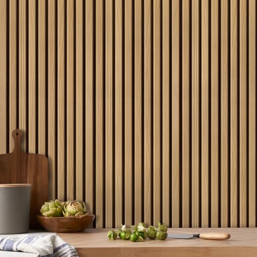 COMSTICKC 3D Faux Wood Wall Sticker, Peel and Stick Wall Covering,12 pcs of 22.8" x 11.8", DIY Lightweight PVC Wood Self Adhesive Decorative Tiles Wallpaper,Paintable,Covers 22.48 sq.ft - color: Brown Wood