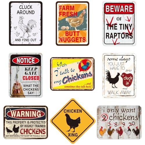 WERNNSAI Chicken Birthday Party Decorations - 9PCS Farm Birthday Decorations for Boys Girls Barnyard Themd Party Supplies Funny Chicken Coop Decor Farm Sign Posters for Door Wall Yard Garden Decoration - style: Chicken 001