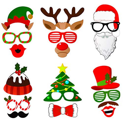 Christmas Photo Booth Props Kit(32Pcs) DIY Photo Booth Prop Pose Sign Kits for Adults Kids for Christmas Party Supplies (Christmas) - color: Christmas