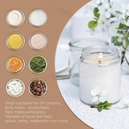 Tecohouse 8oz Glass Jars with Lids, 3 Pack Candle Jars with Blank Labels, 250g Clear Wide Mouth | Cosmetic Containers for Sample, Cream, Lotion, Honey, Powder, Jelly | Kitchen & Home - color: Clear-White Lids