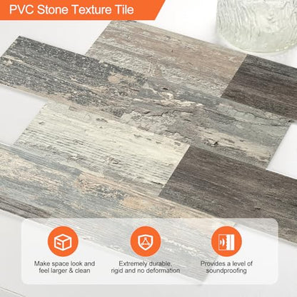 20 Sheets Wood Grain PVC Subway Tiles Peel and Stick Backsplash,12''Heat Resistant Stick on Tiles for Kitchen,Waterproof Peel and Stick Wall Tiles for Bathrrom - color: Mix Wood Grain