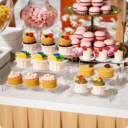 NIUBEE Acrylic Display Riser, 6 Pcs 9" Large Acrylic Risers, 2 Set Clear Rectangular Stands for Candy Dessert Cupcakes, Collectibles Display Stands Shelf for Display for Funko POP Figures - size: 9 inches