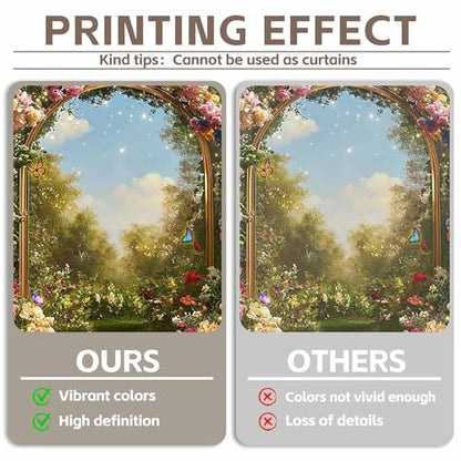 7x5ft Fabric Spring Enchanted Garden Backdrop Fairytale Forest Floral Butterfly Wonderland Oil Paint Photography Background Girl Kids Birthday Decor Photo Banner - size: 7'x5'