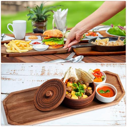 Dandat 12 Pack Wooden Serving Platter Acacia Wood Platters 16 x 5 Inch Rustic Serving Tray Rectangular Charcuterie Board Cheese Plate for Home Decor Dessert Vegetables Fruit Cookie - size: 16 x 5 Inch