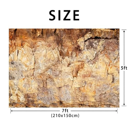 7x5ft Natural Rock Cave Portrait Photo Backdrop Rustic Stone Texture Theme Photography Background Nature Outdoor Exploration Themed Events Party Banner Decoration Polyester - size: 7x5FT