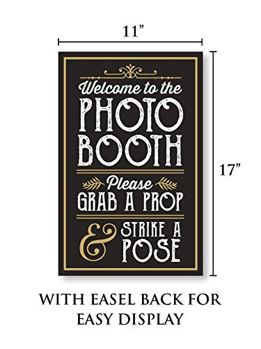 PERFECT PHOTO BOOTH PROP SIGN WITH EASEL BACKER STAND, Great for DIY Photo Booth, Grab A Prop Strike A Pose Photo Booth Sign, Great for wedding, birthday, holiday events and more!