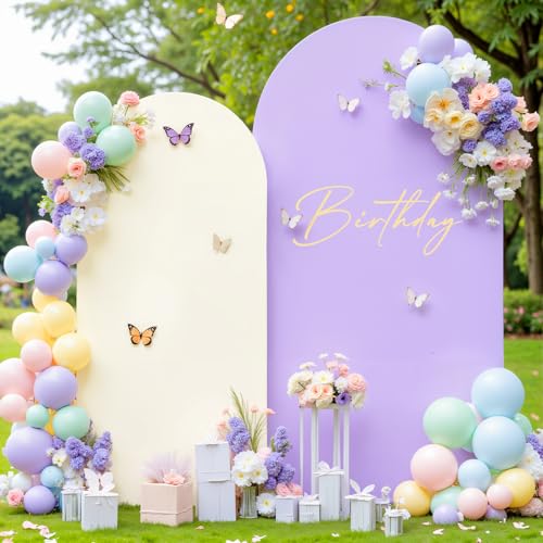 Cream Purple Arch Cover 6ft Spandex Wedding Arch Backdrop Cover for Baby Shower Girls Birthday Party Bridal Shower Balloon Arch Stand Cover Stretchy Backdrop Banquet Photo Arch Background - color: Cream Purple, size: 6FT