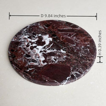 Natural Round Marble Tray Glossy Pastry Board for Dessert, Cheese, Coffee, Smooth on Both Sides (Rosa Levanto) - color: Rosa Levanto