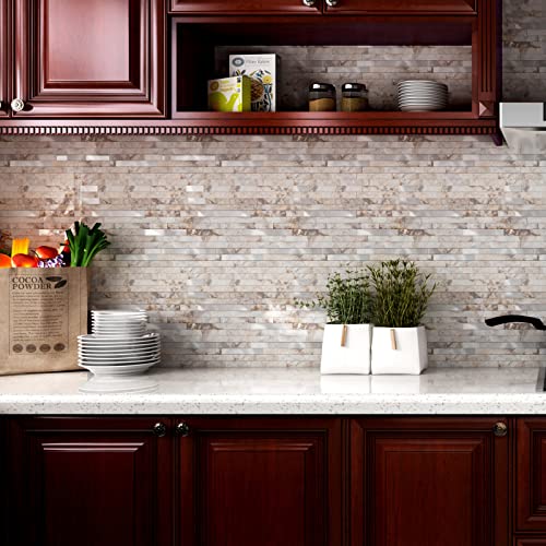 10 - Sheet Peel and Stick Backsplash Wall Tile, PVC Kitchen Backsplash, Stick on Tiles for Backsplash Kitchen (12'' X 12'', Perisa with Metal) - color: Perisa with Metal
