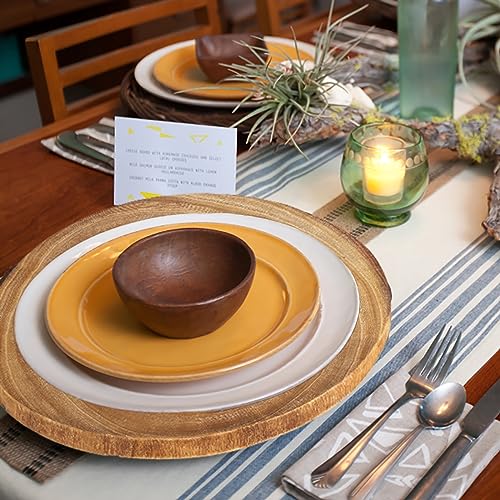 Nicunom 2 Pack Large Wood Slab Serving Board, 9"-10"/11"-12" Wood Cheese Server Round Board, Wooden Slices for Table Centerpieces