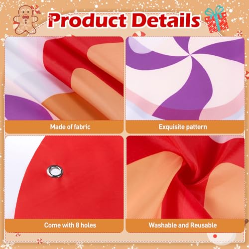 WovWeave Large Christmas Party Decorations Christmas Gingerbread House Photo Booth Props Selfie Frame Fabric Backdrop Xmas Tree Snowman Candy Background for Xmas Winter Holiday Decor 71 x 65 Inch - style: Gingerbread House