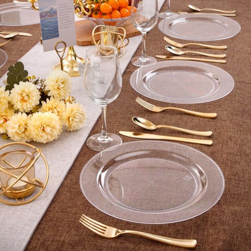 bUCLA 30PCS Clear Plastic Dinner Plates Disposable - 10.25" Heavy Duty Clear Plastic Plates for Party & Wedding - color: 10.25Inch-30pcs-Clear