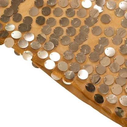 8 feet Gold Big Payette Sequin Fitted Double-Sided U-Shaped Wedding Arch, Round Top Chiara Stand Cover, Spandex Shimmer Tinsel Open Arch Backdrop Stand Cover Wedding Party Reception Decorations