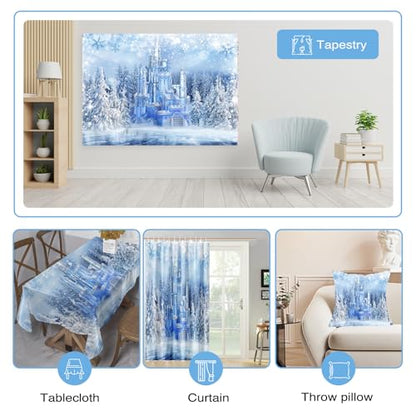 Mocsicka Winter Wonderland Backdrop Wonderland Party Decorations Crystal Ice Castle Photography Background for Kids Photo Studio Props - size: 8x6ft